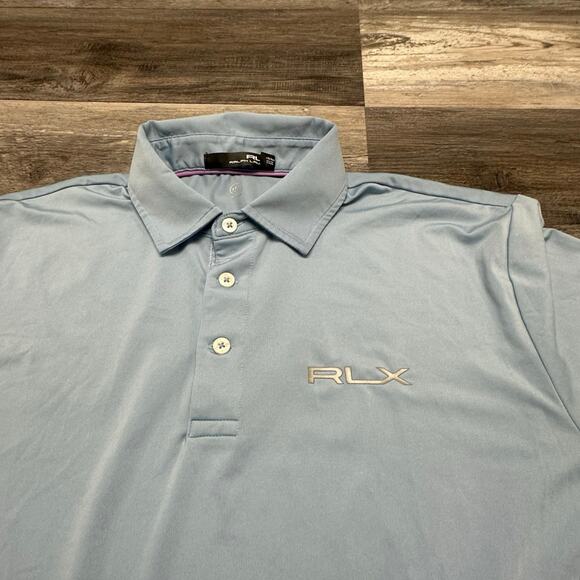 RLX Ralph Lauren Light Blue Men M Wicking Performance Plain Golf Polo Shirt - Picture 1 of 9